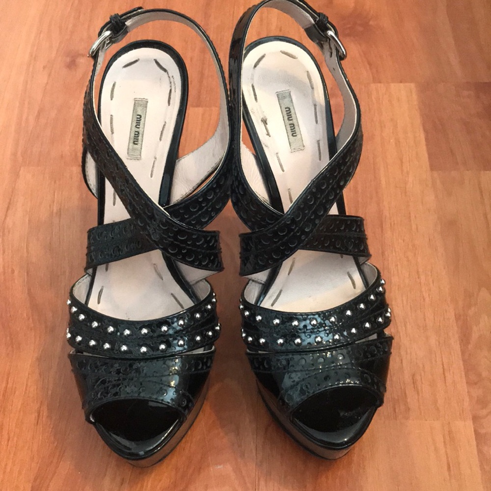 Miu Miu Vernice Bicolor in Nero + Nero